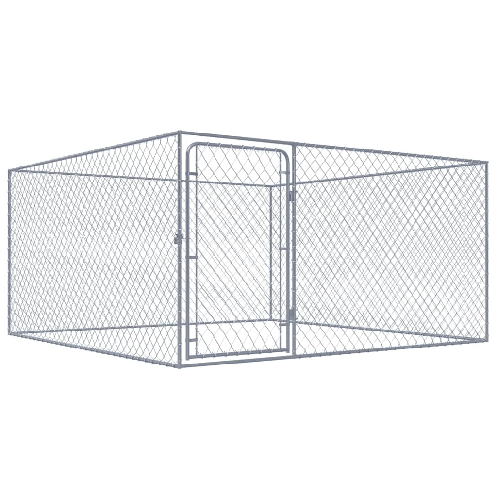 vidaXL Outdoor Dog Kennel Galvanised Steel 72.8"x72.8"x39.4"