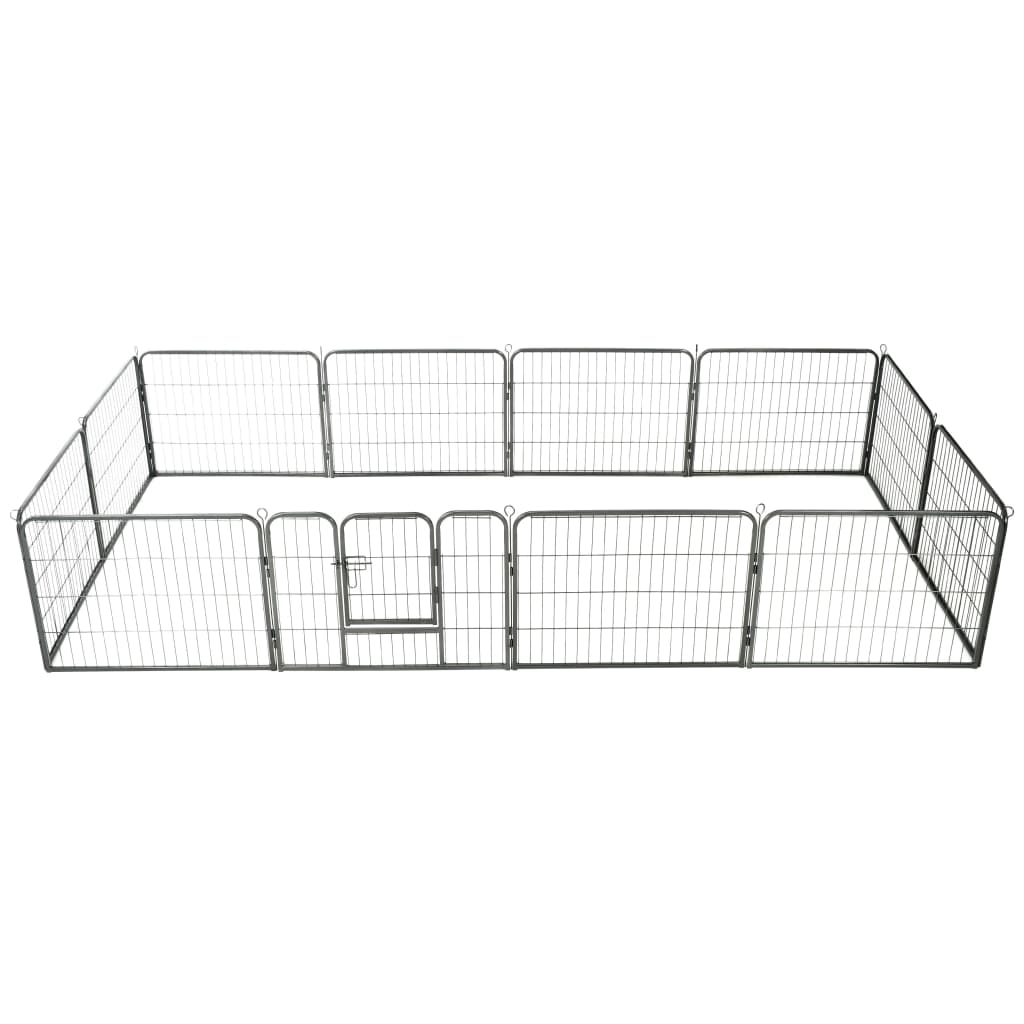 vidaXL Dog Playpen 12 Panels Steel 31.5"x23.6" Black