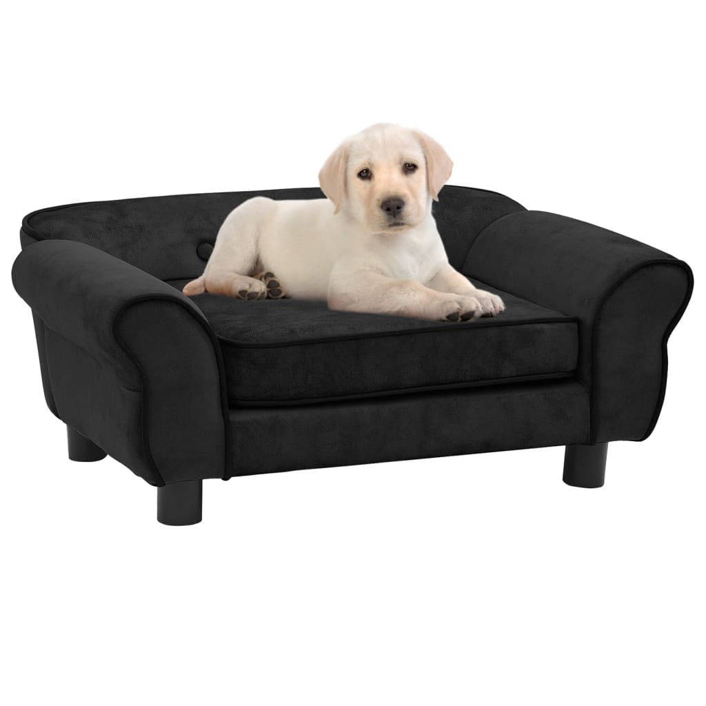 vidaXL Dog Sofa Black 28.3"x17.7"x11.8" Plush