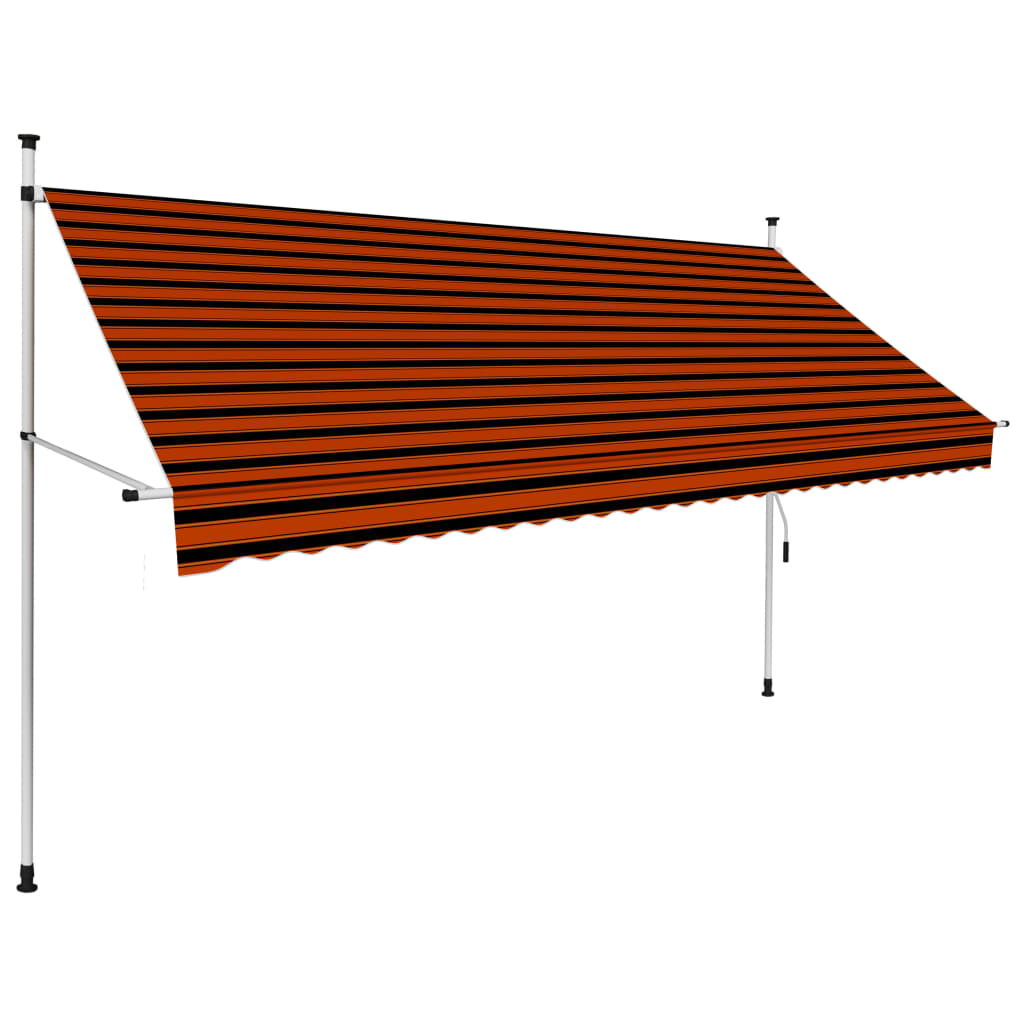 vidaXL Manual Retractable Awning 118.1" Orange and Brown