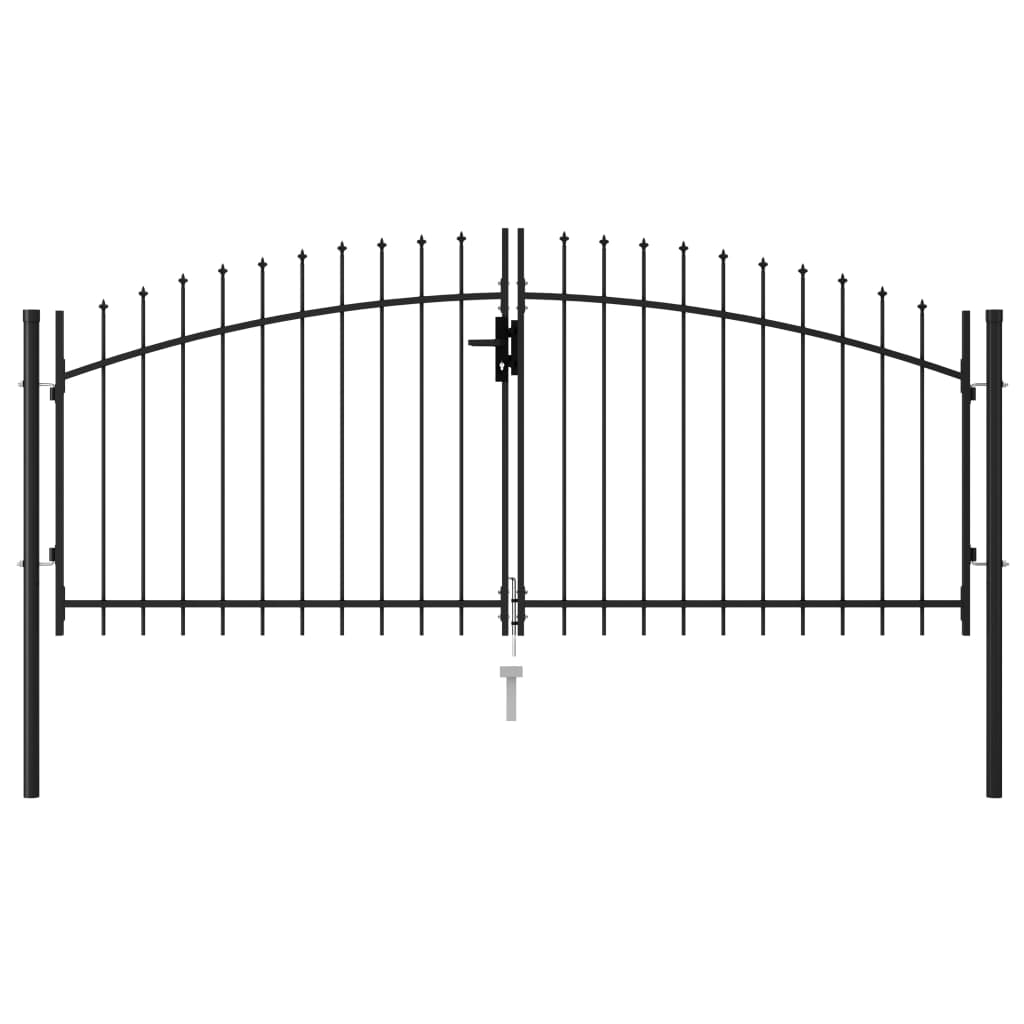 vidaXL Fence Gate Double Door with Spike Top Steel 9.8'x4.1' Black