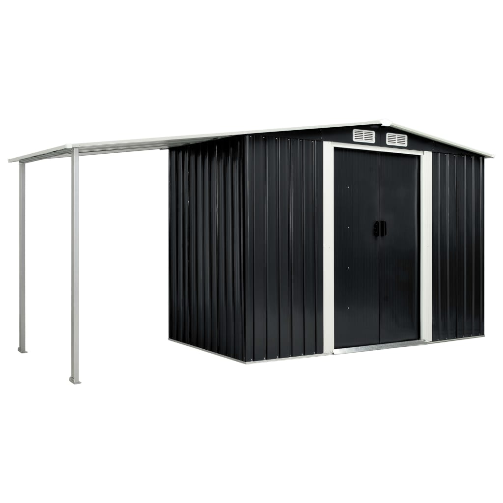 vidaXL Garden Shed with Sliding Doors Anthracite 152"x51.6"x70.1" Steel