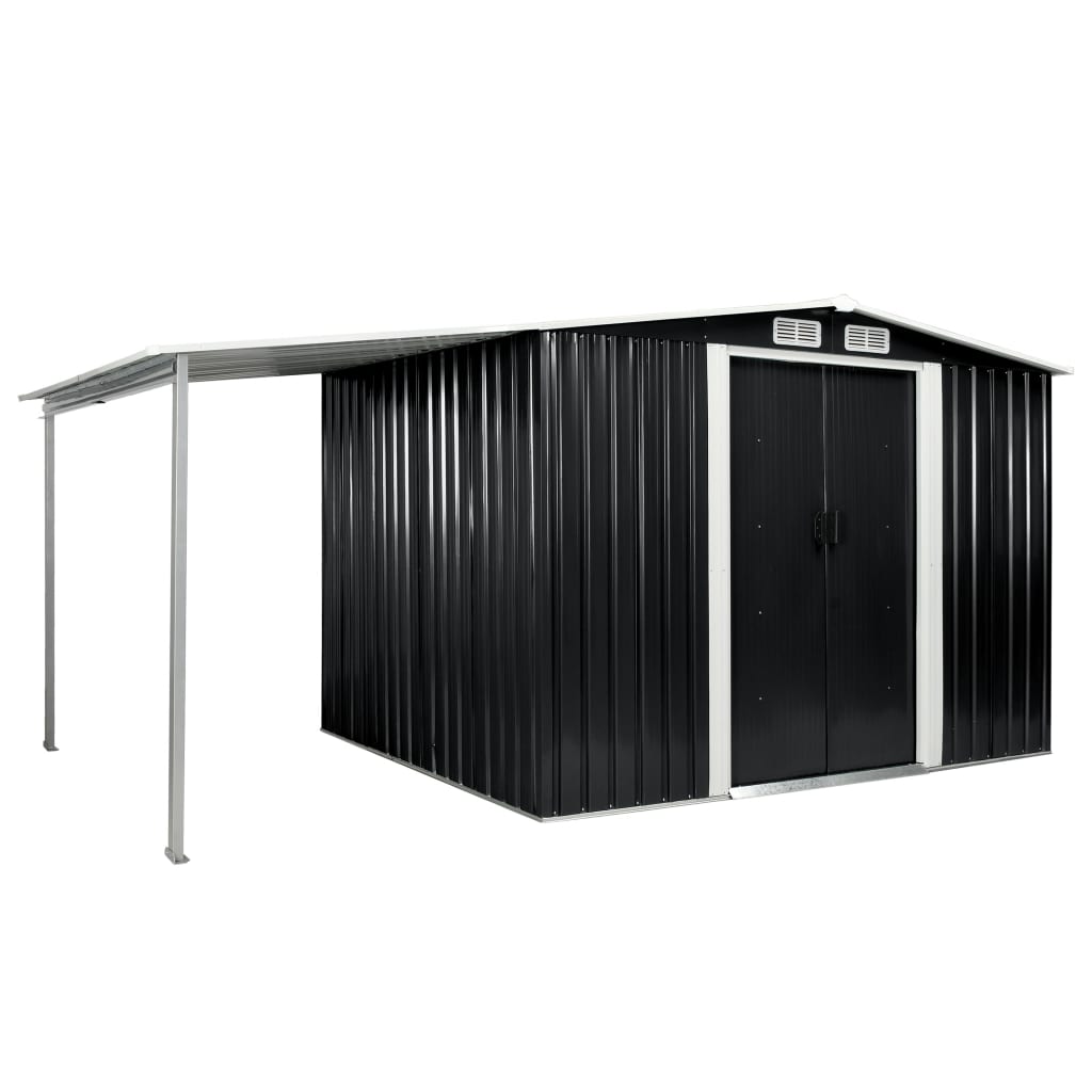 vidaXL Garden Shed with Sliding Doors Anthracite 152"x80.7"x70.1" Steel