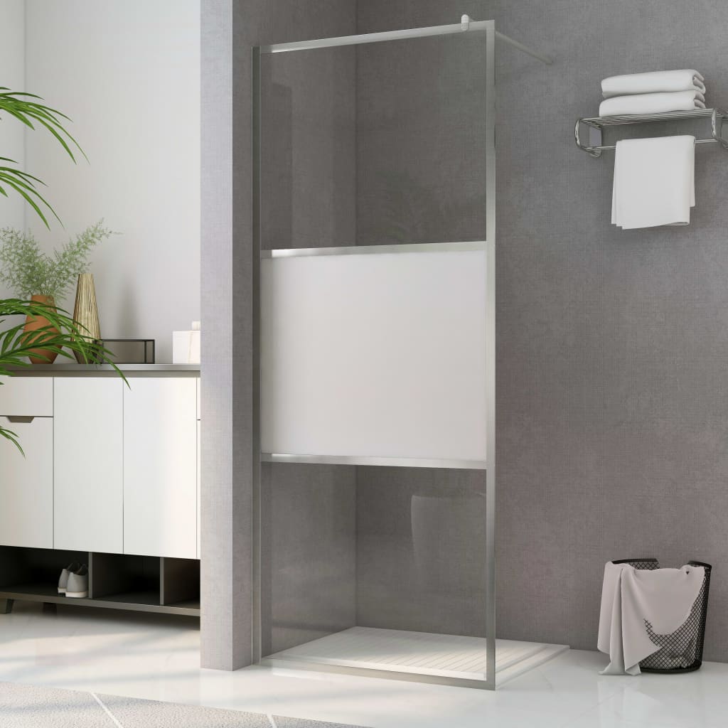 vidaXL Walk-in Shower Wall with Half Frosted ESG Glass 39.4"x76.8"