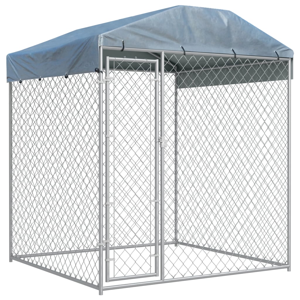 vidaXL Outdoor Dog Kennel with Canopy Top 78.7"x78.7"x88.6" 