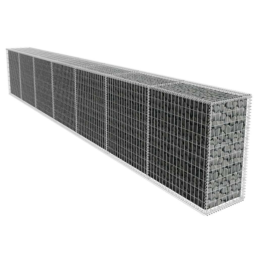 vidaXL Gabion Wall with Cover Galvanised Steel 19.7'x1.6'x3.3'