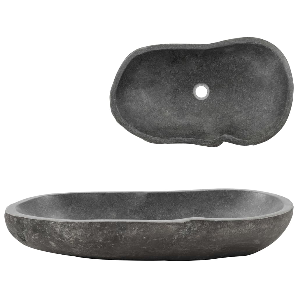 vidaXL Wash Basin River Stone Oval 23.6"-27.6"