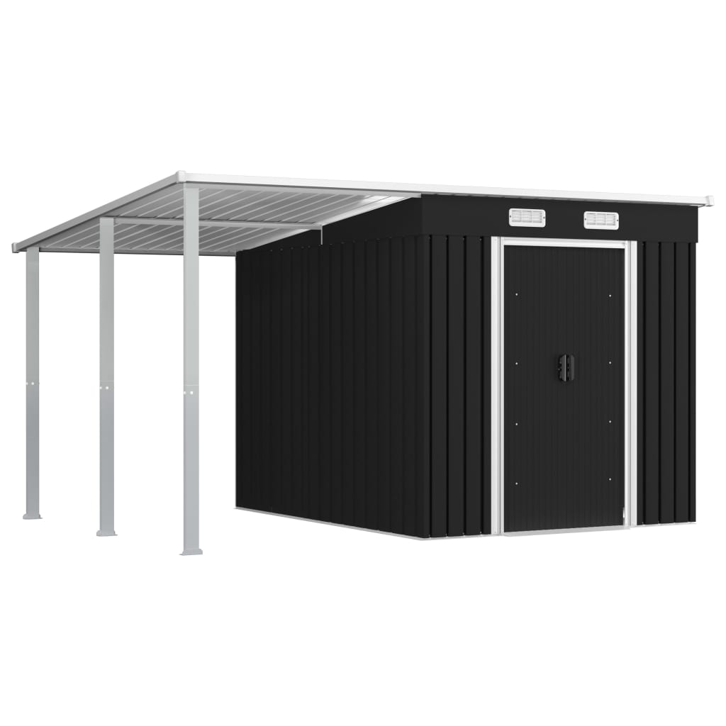 vidaXL Garden Shed with Extended Roof Anthracite 136.2"x92.9"x71.3" Steel