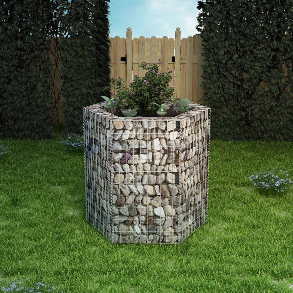 vidaXL Hexagonal Gabion Raised Bed 39.4"x35.4"x39.4"