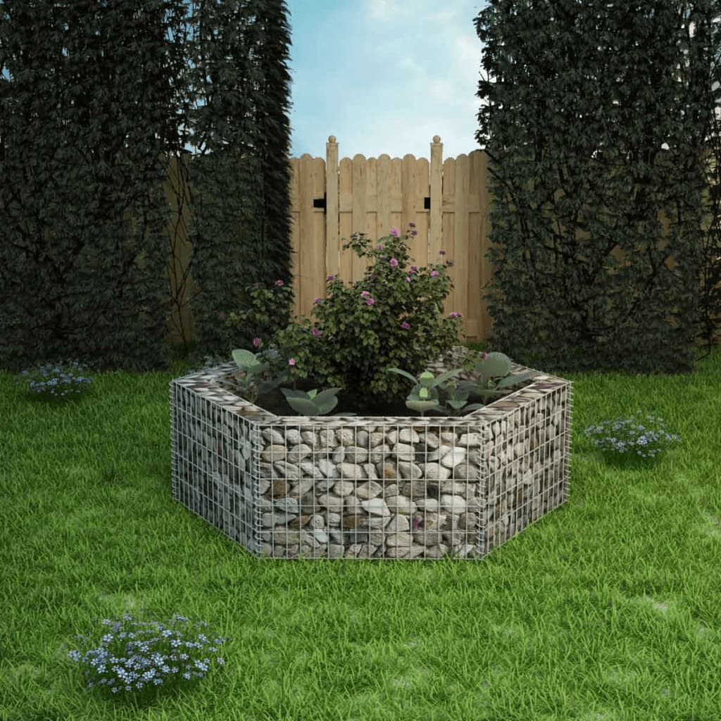 vidaXL Hexagonal Gabion Raised Bed 63"x55.1"x19.7"