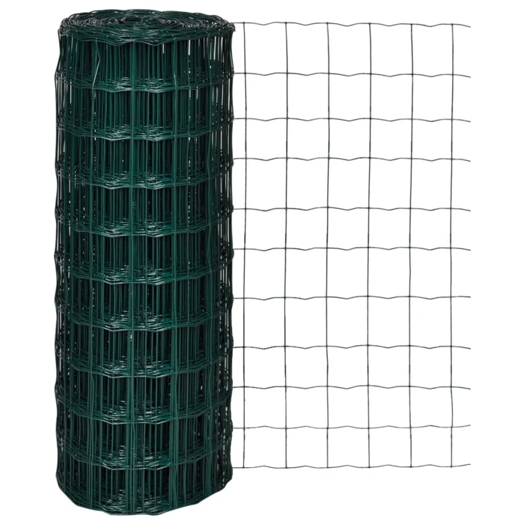 vidaXL Euro Fence Steel 32.8ft x 3.3ft Green