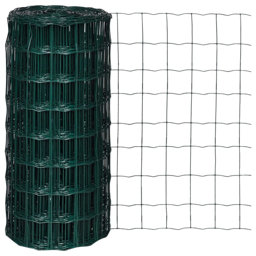 vidaXL Euro Fence Steel 82ft x 2.6ft Green