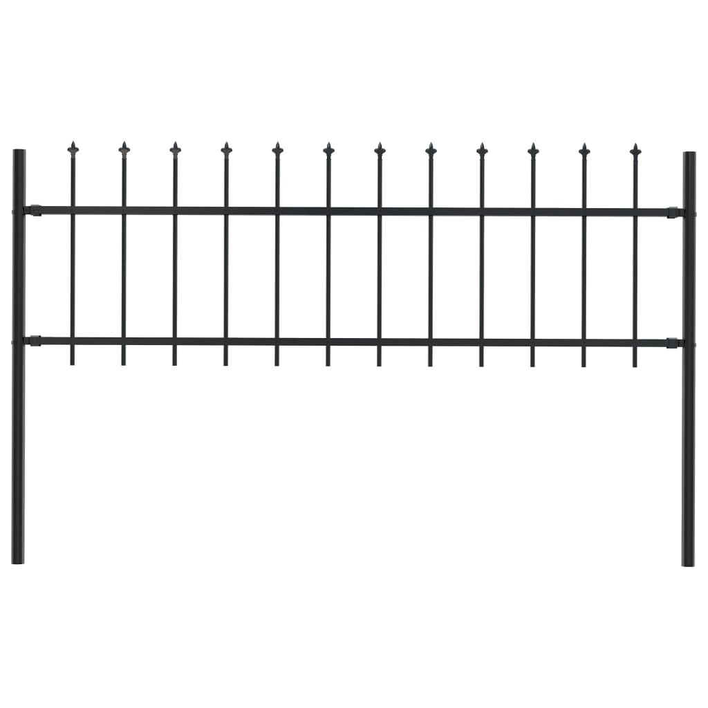 vidaXL Garden Fence with Spear Top Steel 66.9"x23.6" Black