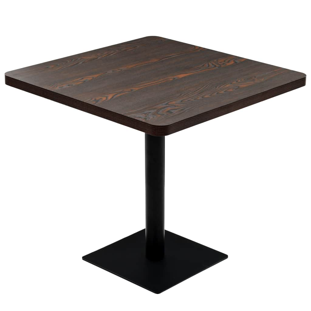 vidaXL Bistro Table MDF and Steel Square 31.5"x31.5"x29.5" Dark Ash