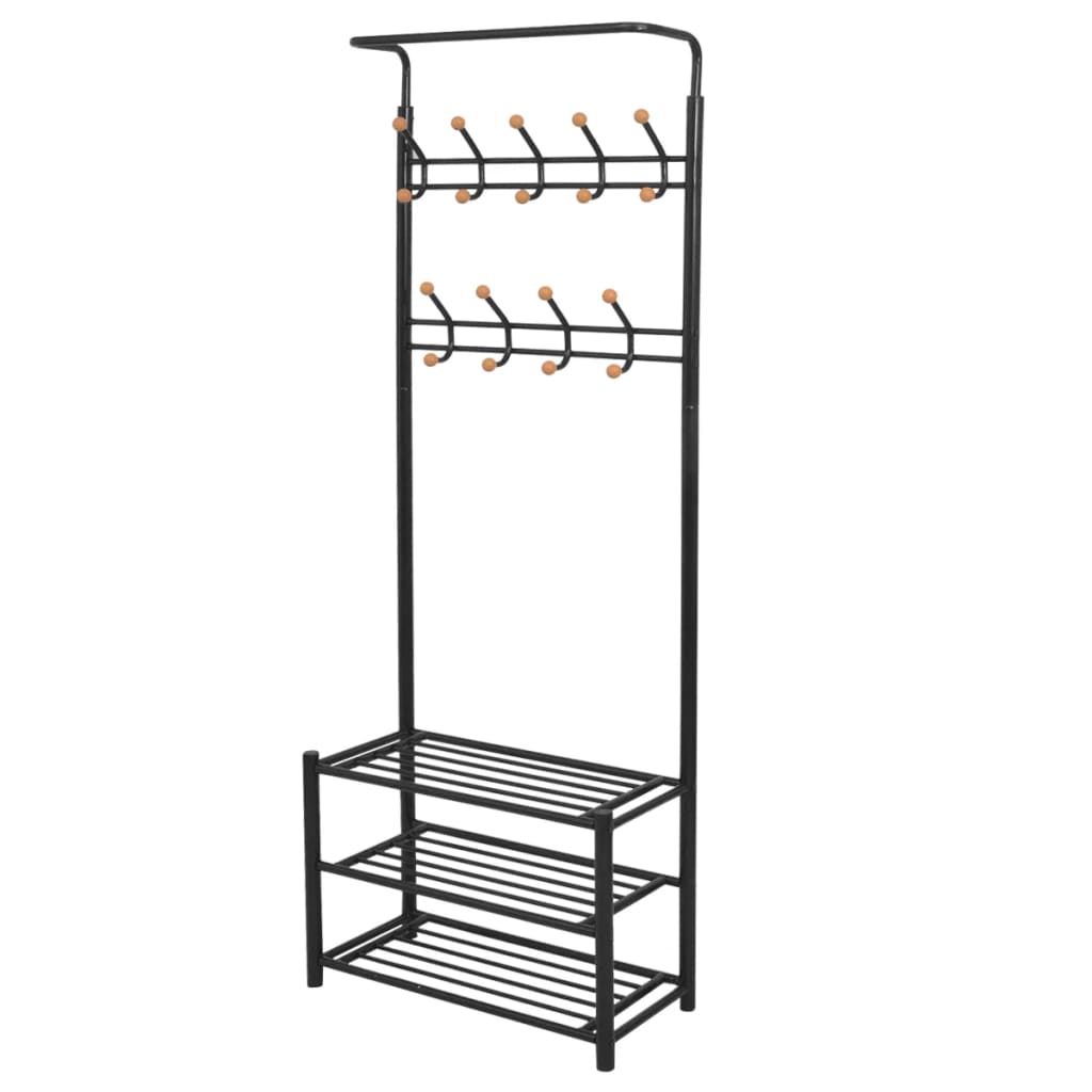 vidaXL Clothes Rack with Shoe Storage 26.8"x12.6"x71.9" Black