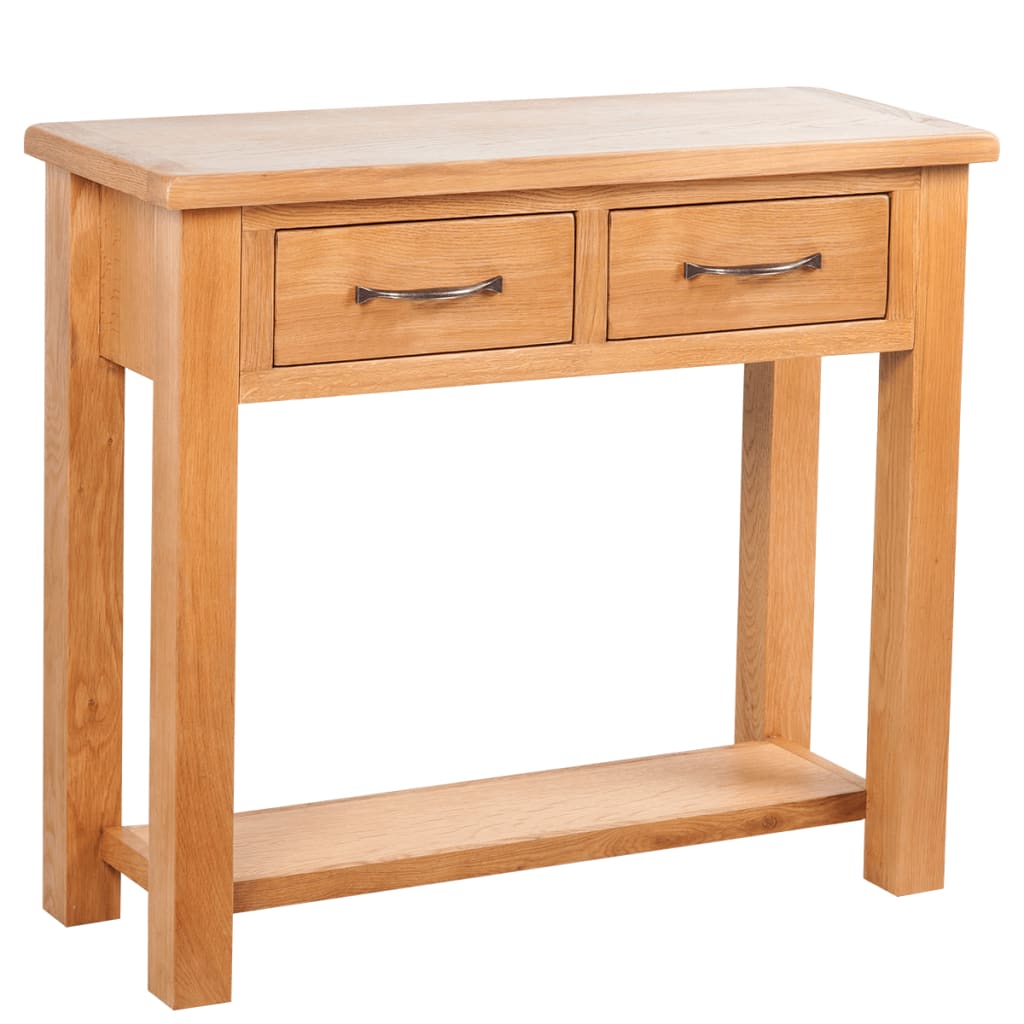 vidaXL Console Table with 2 Drawers Solid Oak Wood 32.7"x11.8"x28.7"