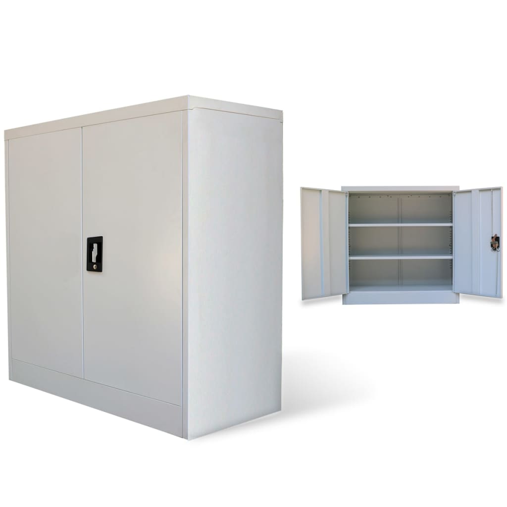vidaXL Office Cabinet with 2 Doors Gray 35.4 Steel