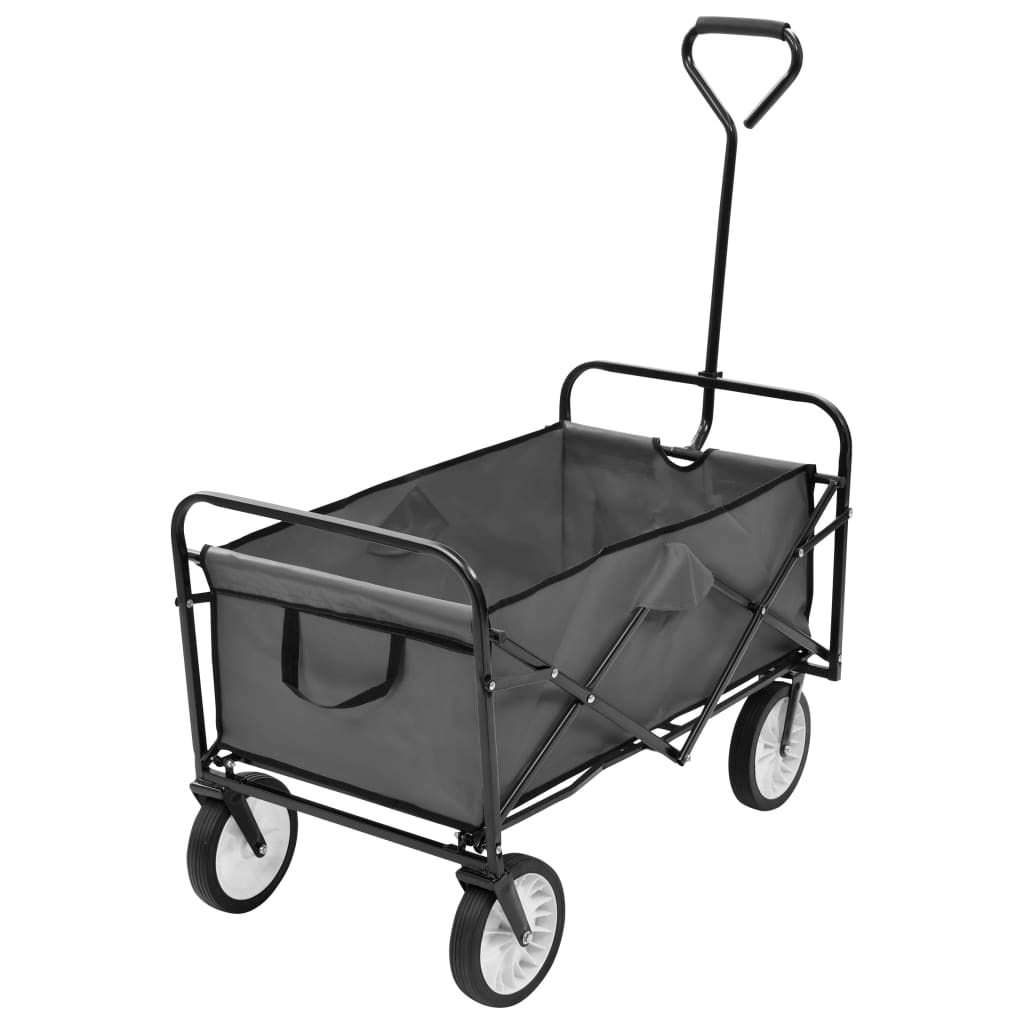 vidaXL Folding Hand Trolley Steel Gray