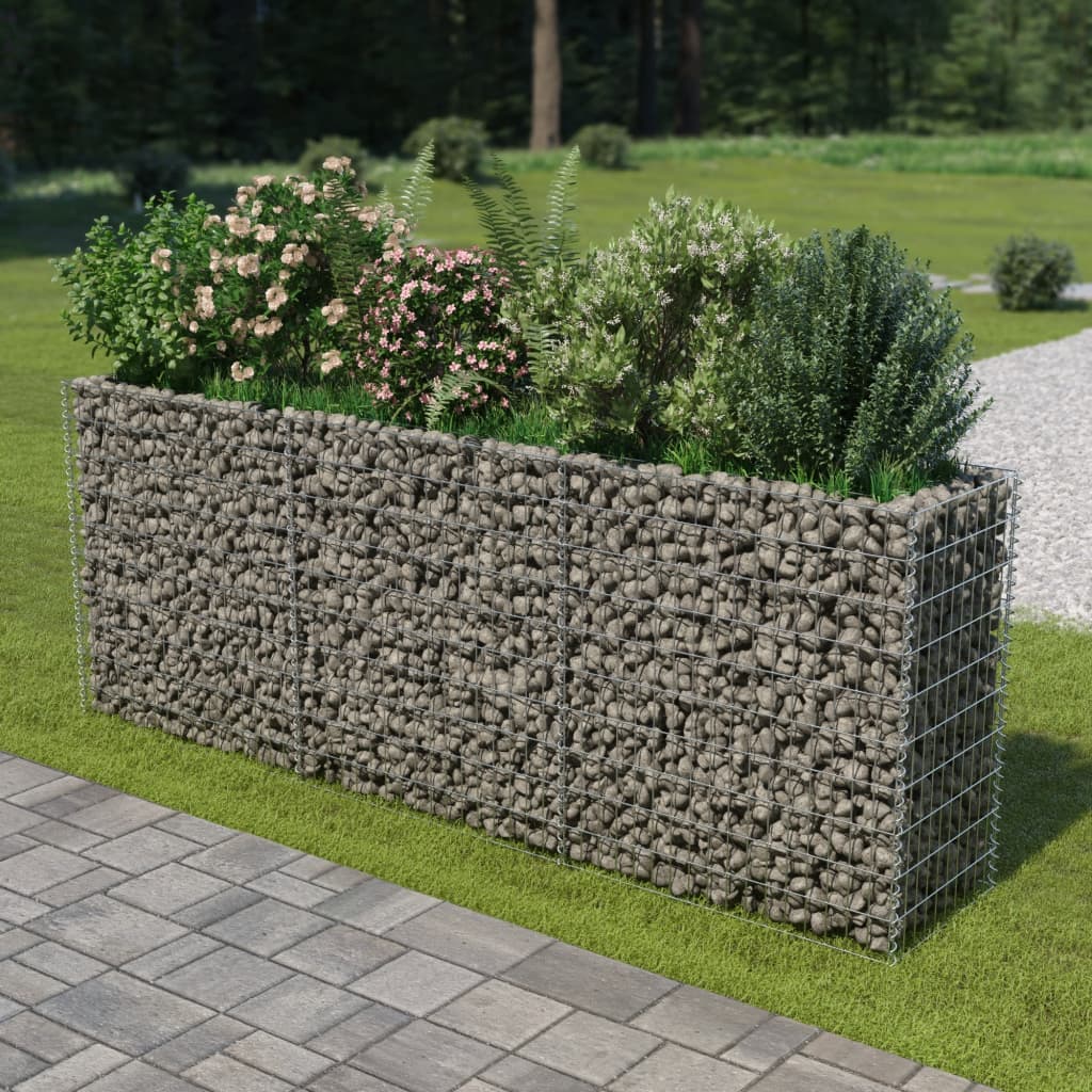 vidaXL Gabion Raised Bed Galvanised Steel 106.3"x19.7"x39.4"