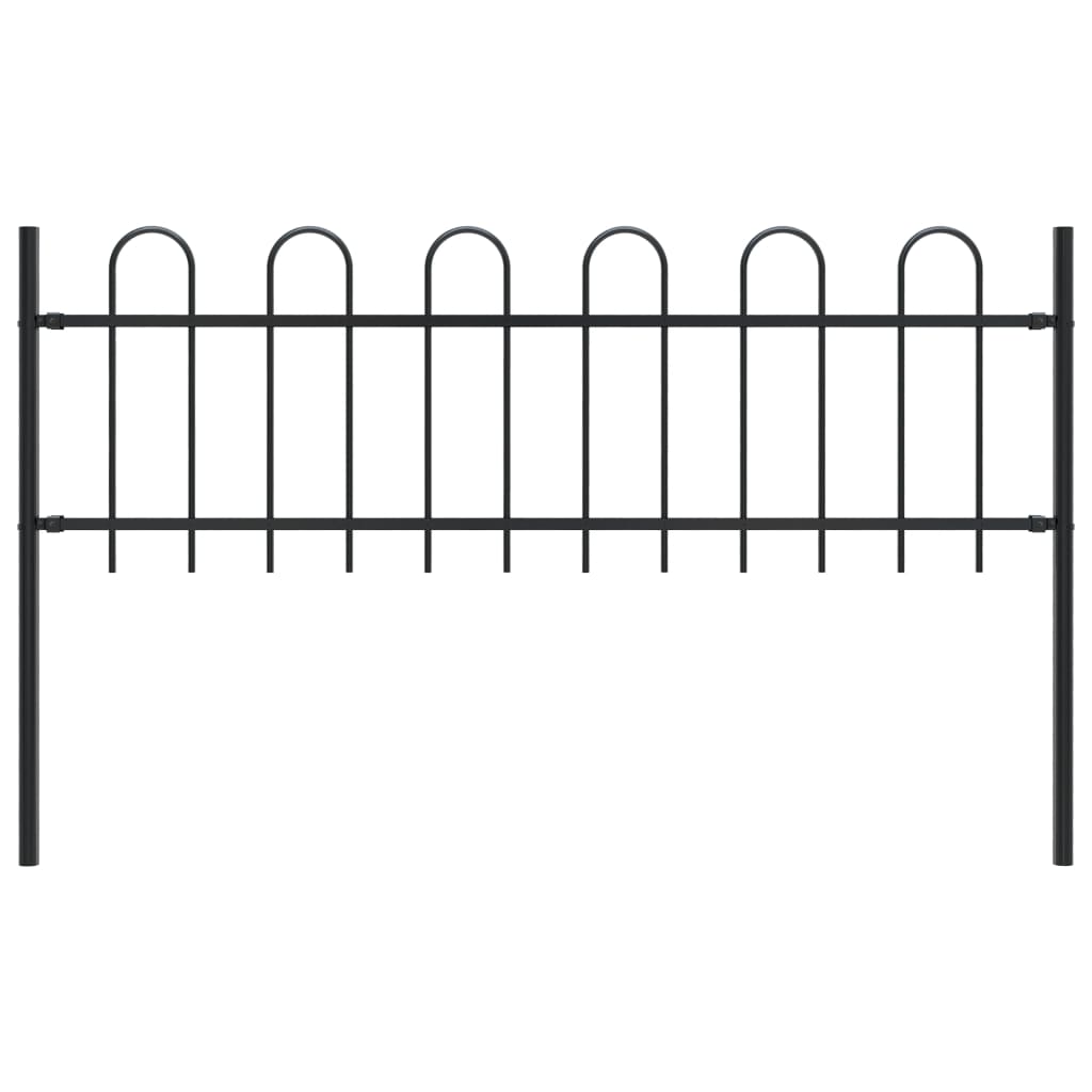 vidaXL Garden Fence with Spear Top Steel 5.5ft Black