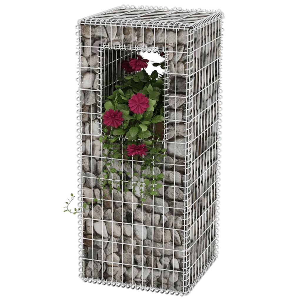 vidaXL Gabion Basket Post/Planter Steel 19.7"x19.7"x47.2"