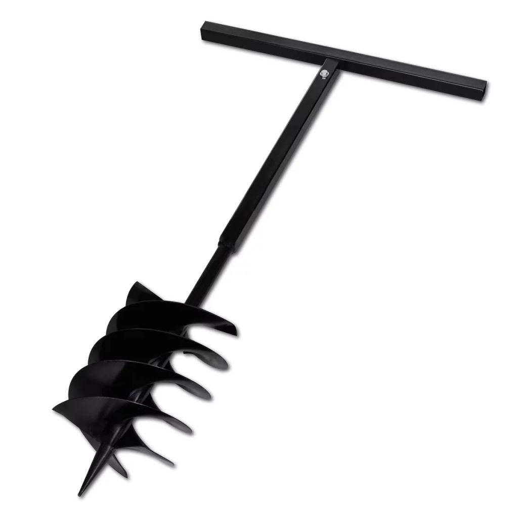 vidaXL Ground Drill Handle Auger Bit 7.87" Black Three Spirals Steel 