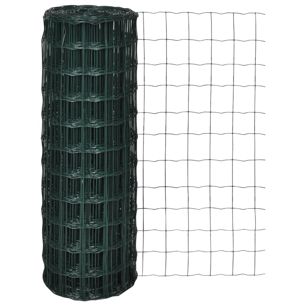 vidaXL Euro Fence Steel 82ft x 2.6ft Green