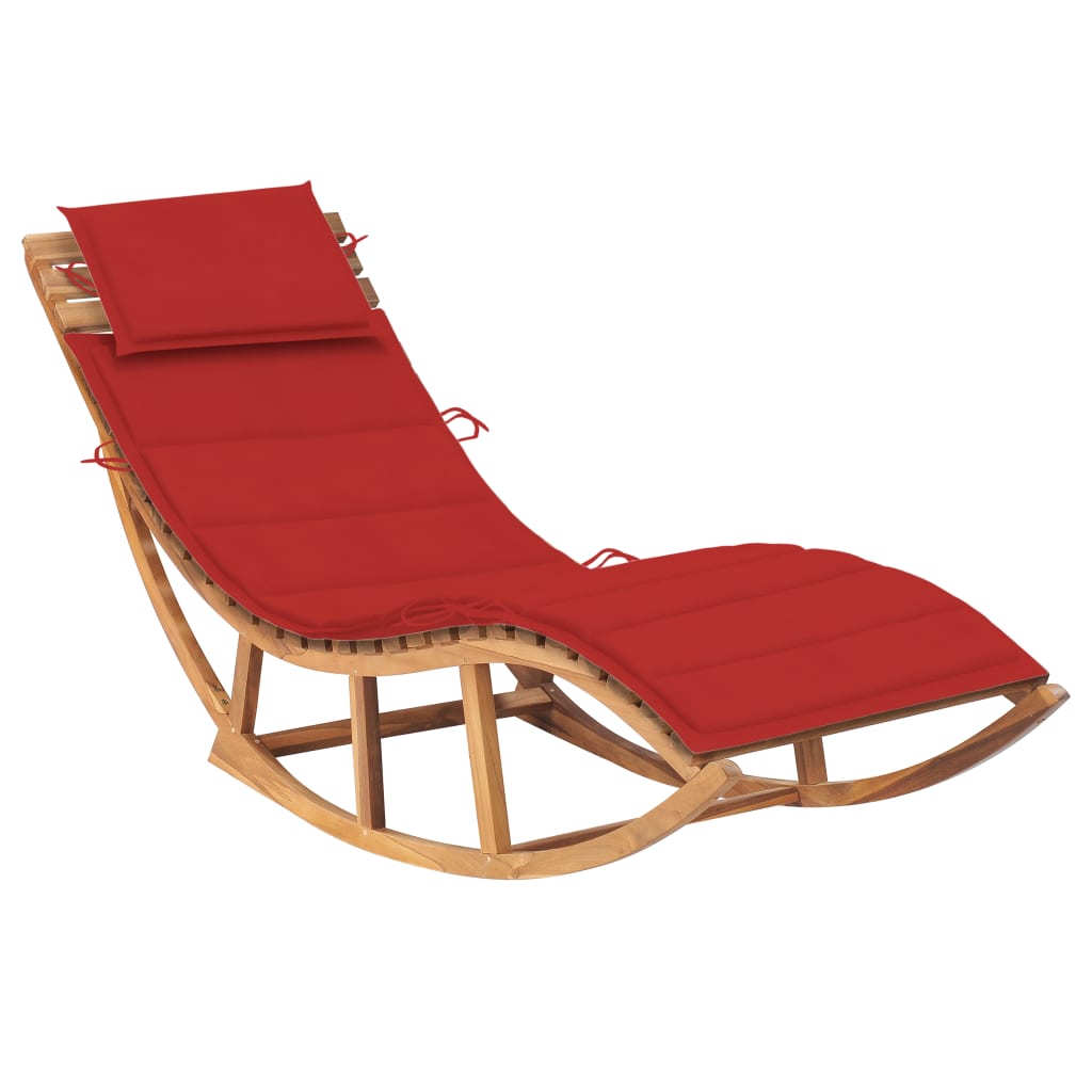 vidaXL Rocking Sun Lounger with Cushion Solid Teak Wood