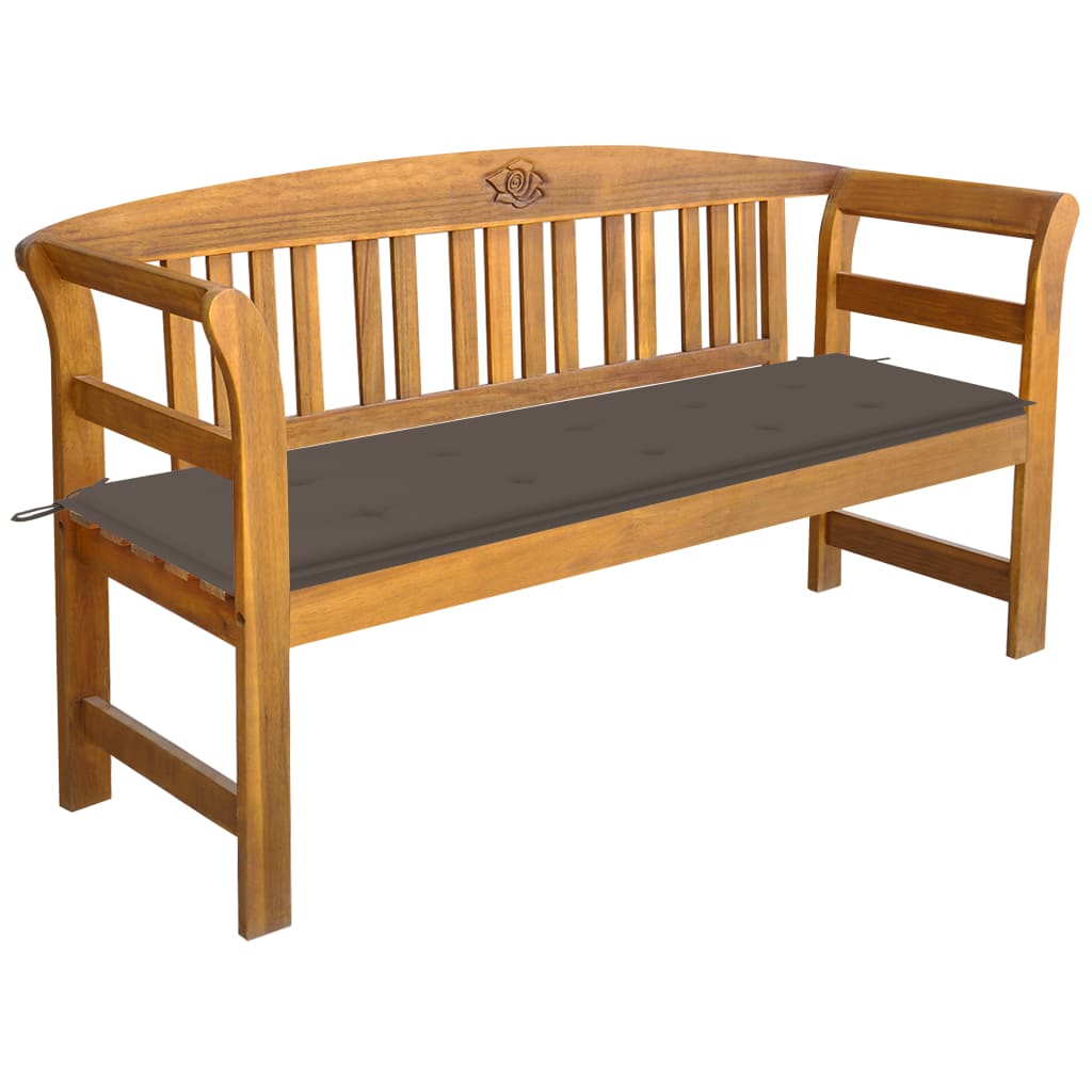 vidaXL Patio Bench with Cushion 61.8" Solid Acacia Wood