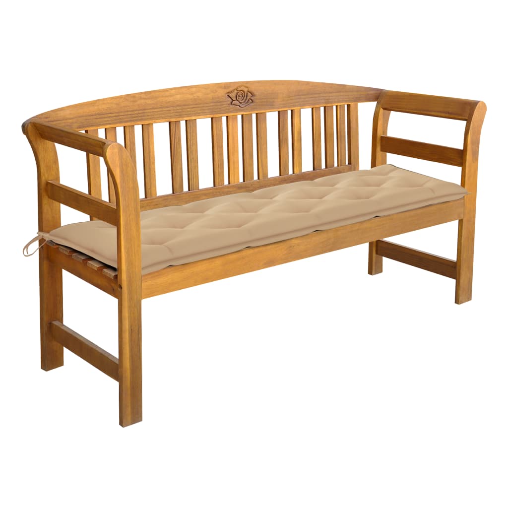 vidaXL Patio Bench with Cushion 61.8'' Solid Acacia Wood