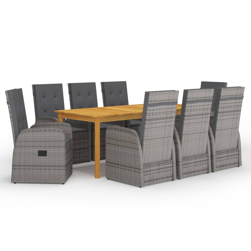 vidaXL 9 Piece Patio Dining Set Gray