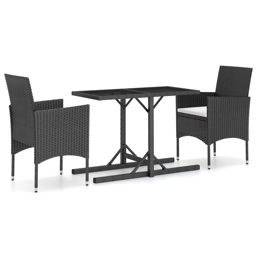 vidaXL 3 Piece Patio Dining Set Black