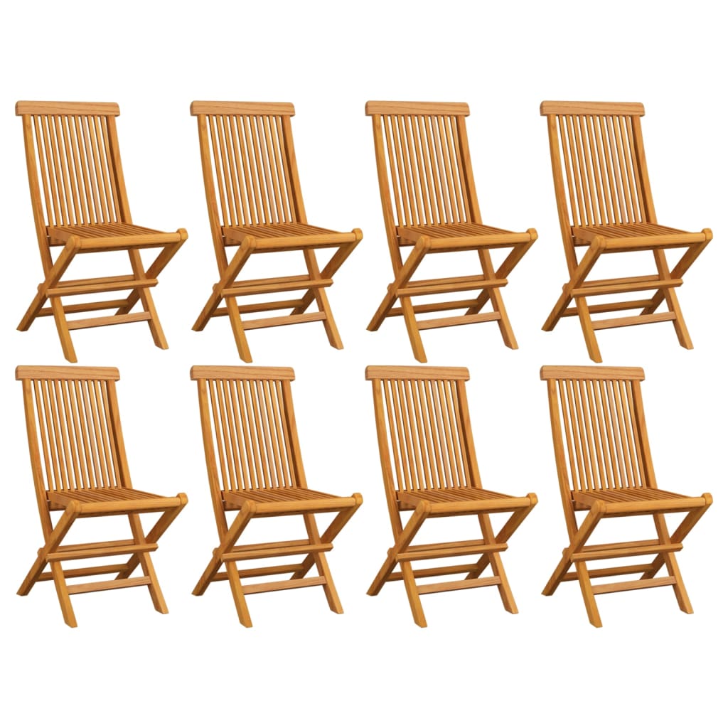 vidaXL Folding Patio Chairs 8 pcs Solid Teak Wood