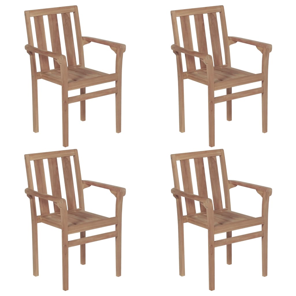 vidaXL Stackable Patio Chairs 4 pcs Solid Teak Wood