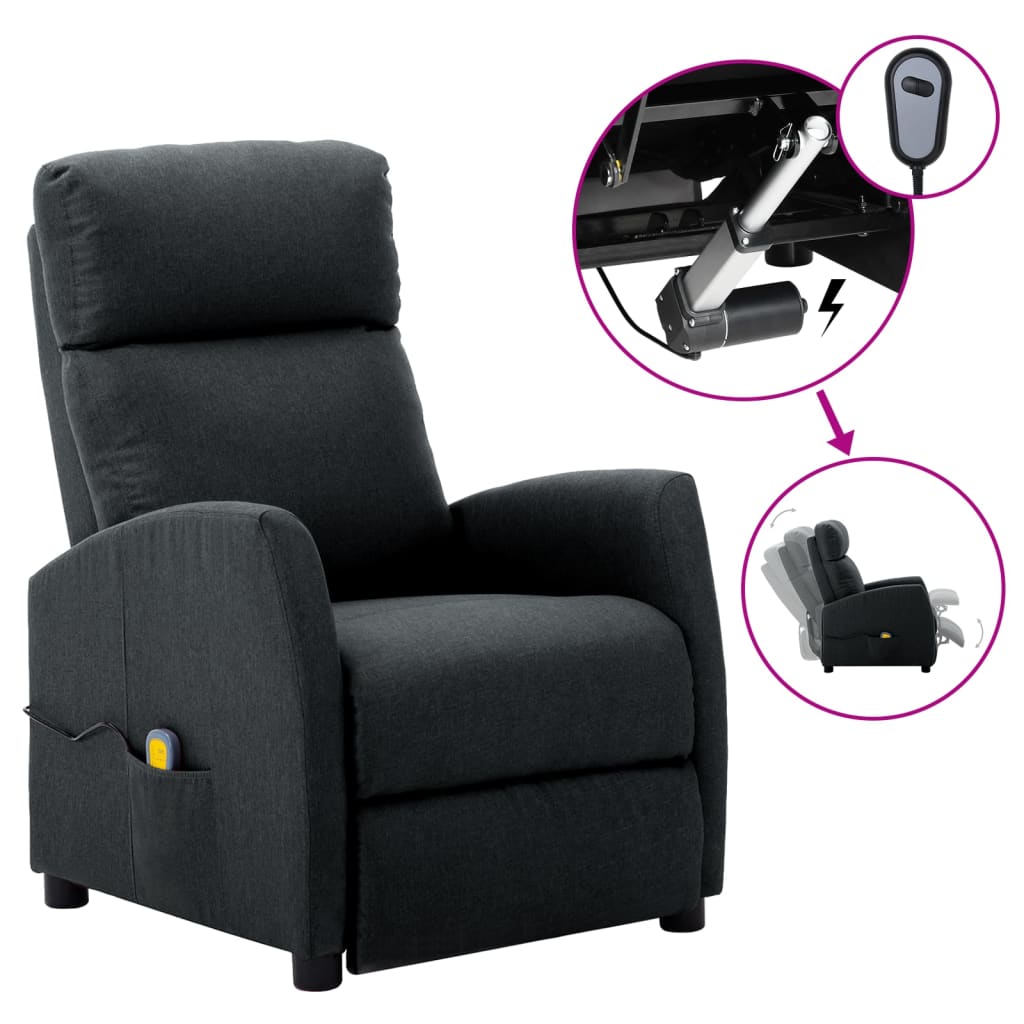 vidaXL Electric Massage Reclining Chair Dark Gray Fabric