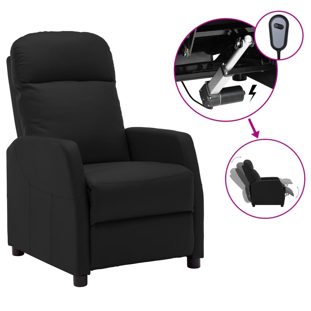 vidaXL Electric Reclining Chair Black Faux Leather