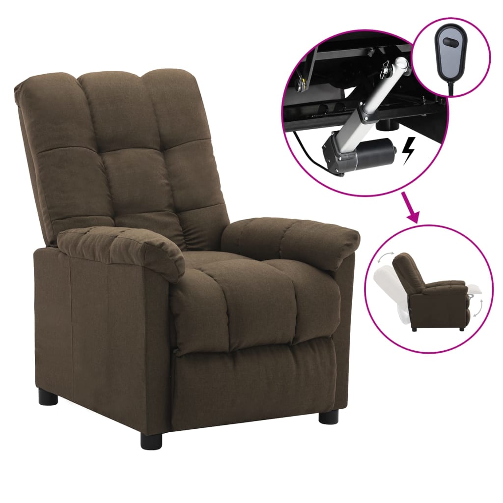 vidaXL Electric Recliner Brown Fabric