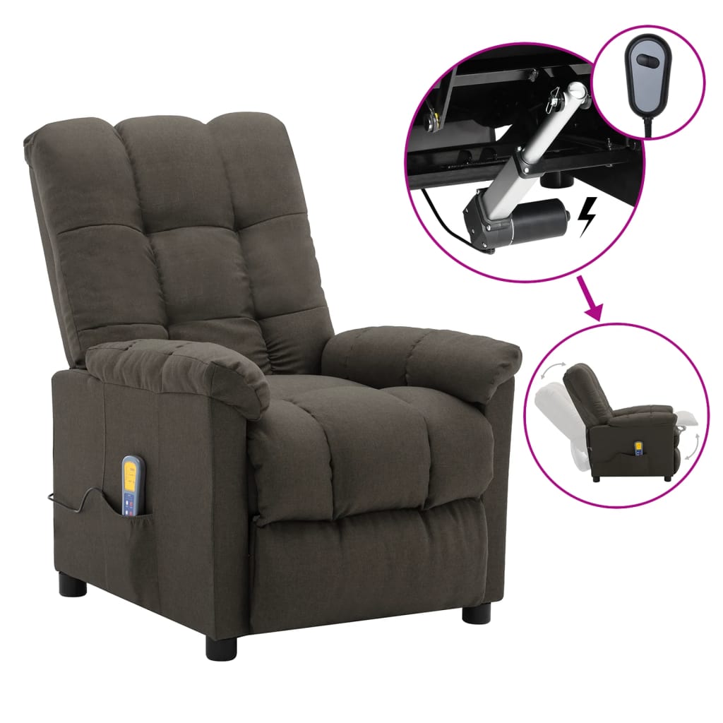 vidaXL Electric Massage Recliner Taupe Fabric