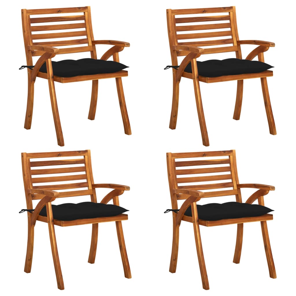 vidaXL Patio Chairs with Cushions 4 pcs Solid Acacia Wood