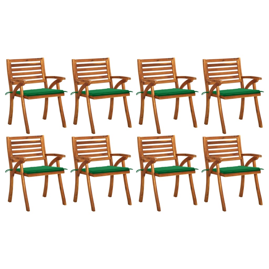 vidaXL Patio Chairs with Cushions 8 pcs Solid Acacia Wood