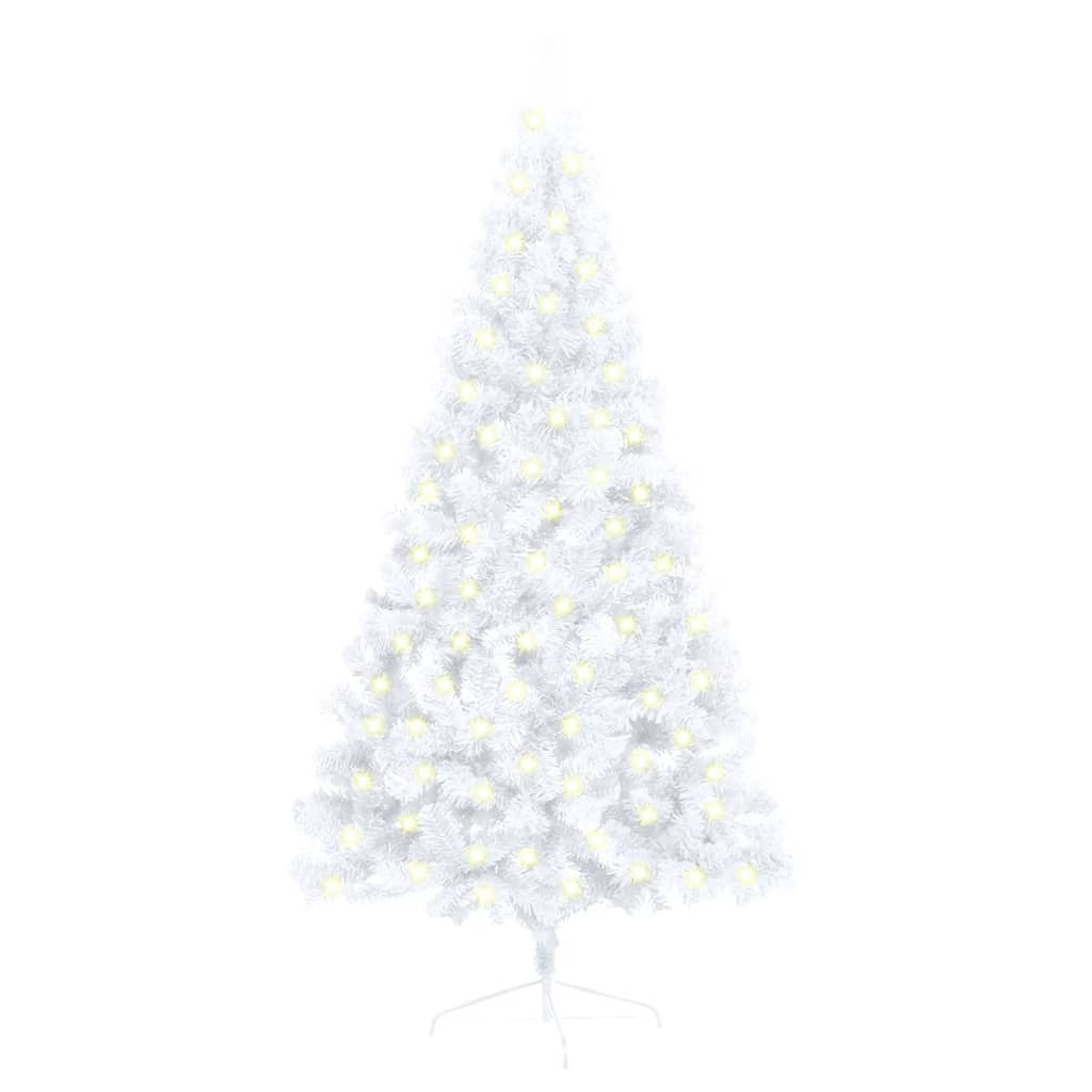 vidaXL Artificial Half Christmas Tree with LED&Stand White 59" PVC