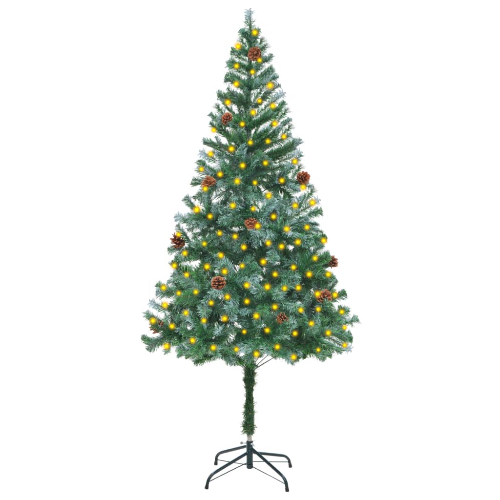 vidaXL Artificial Christmas Tree with LEDs&Pinecones 70.9"