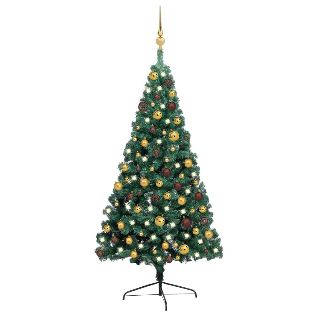 vidaXL Artificial Half Christmas Tree with LEDs&Ball Set Green 47.2"