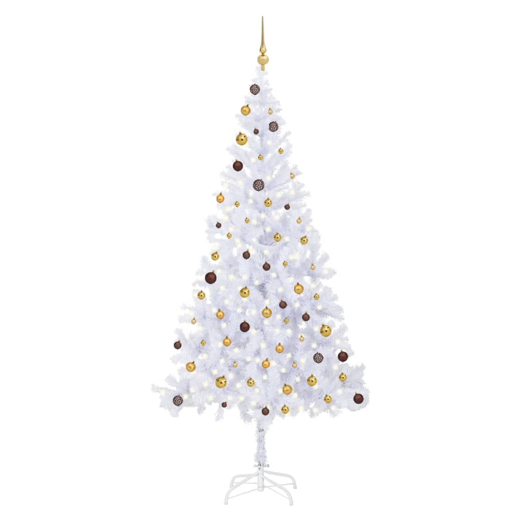 vidaXL Artificial Christmas Tree with LEDs&Ball Set 82.7" 910 Branches