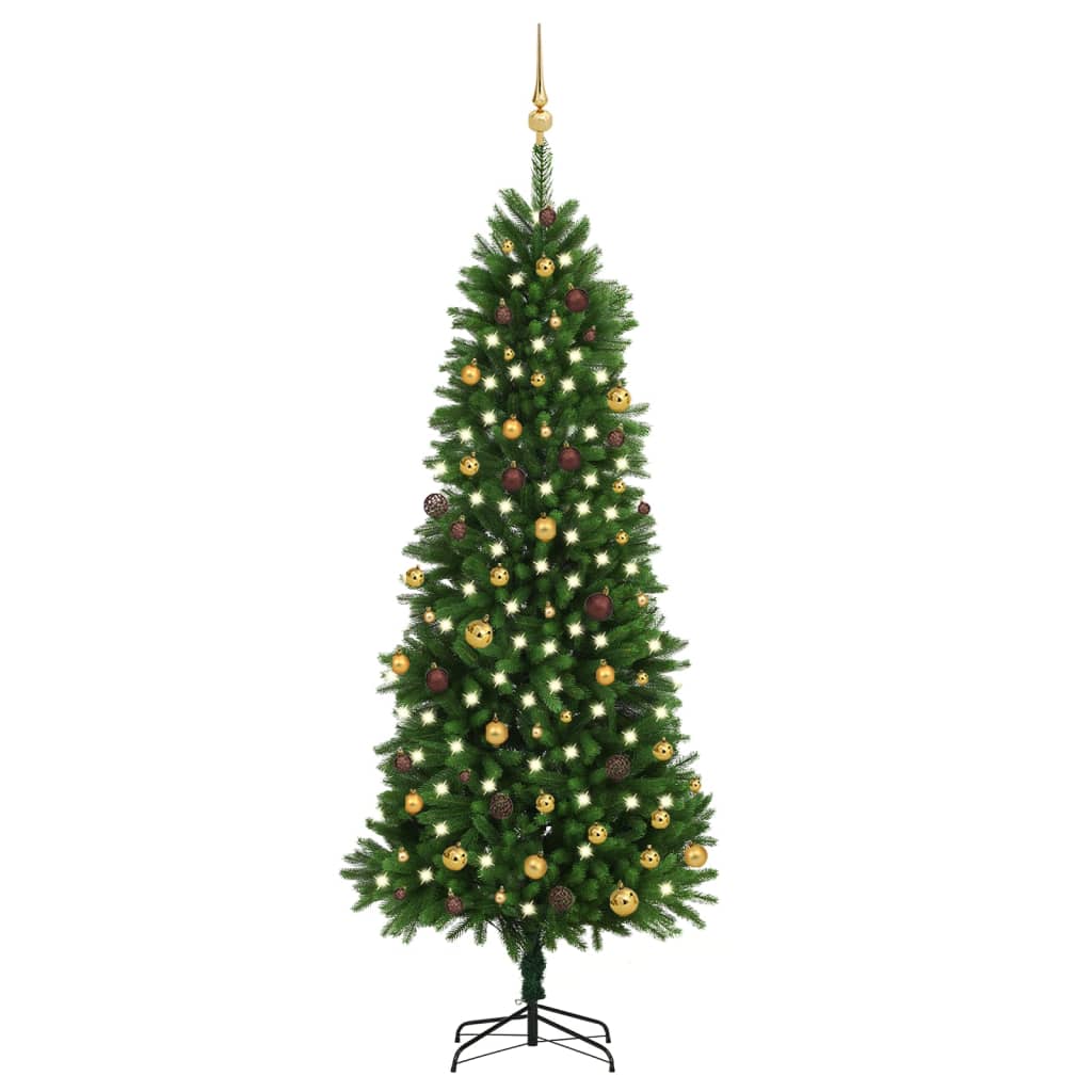 vidaXL Artificial Christmas Tree with LEDs&Ball Set 94.5" Green