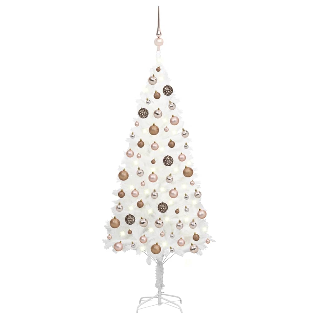 vidaXL Artificial Christmas Tree with LEDs&Ball Set White 59.1"