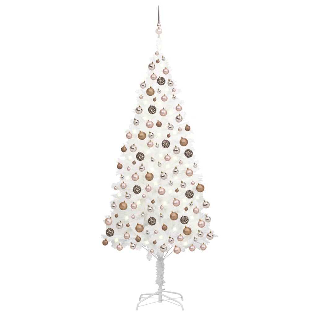 vidaXL Artificial Christmas Tree with LEDs&Ball Set White 82.7"