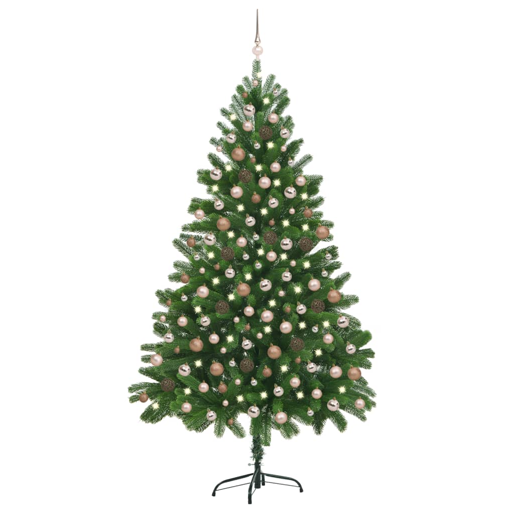 vidaXL Artificial Christmas Tree with LEDs&Ball Set 82.7" Green