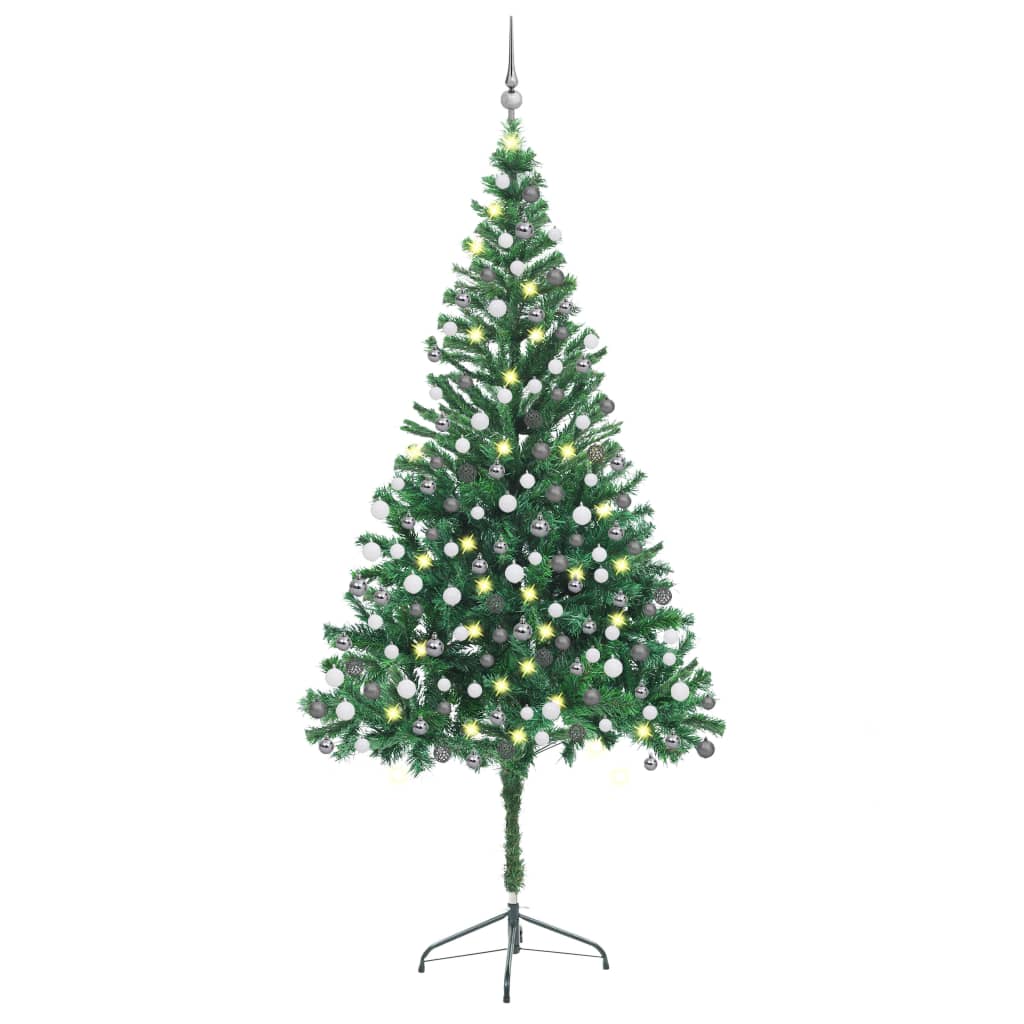 vidaXL Artificial Christmas Tree with LEDs&Ball Set 82.7" 910 Branches