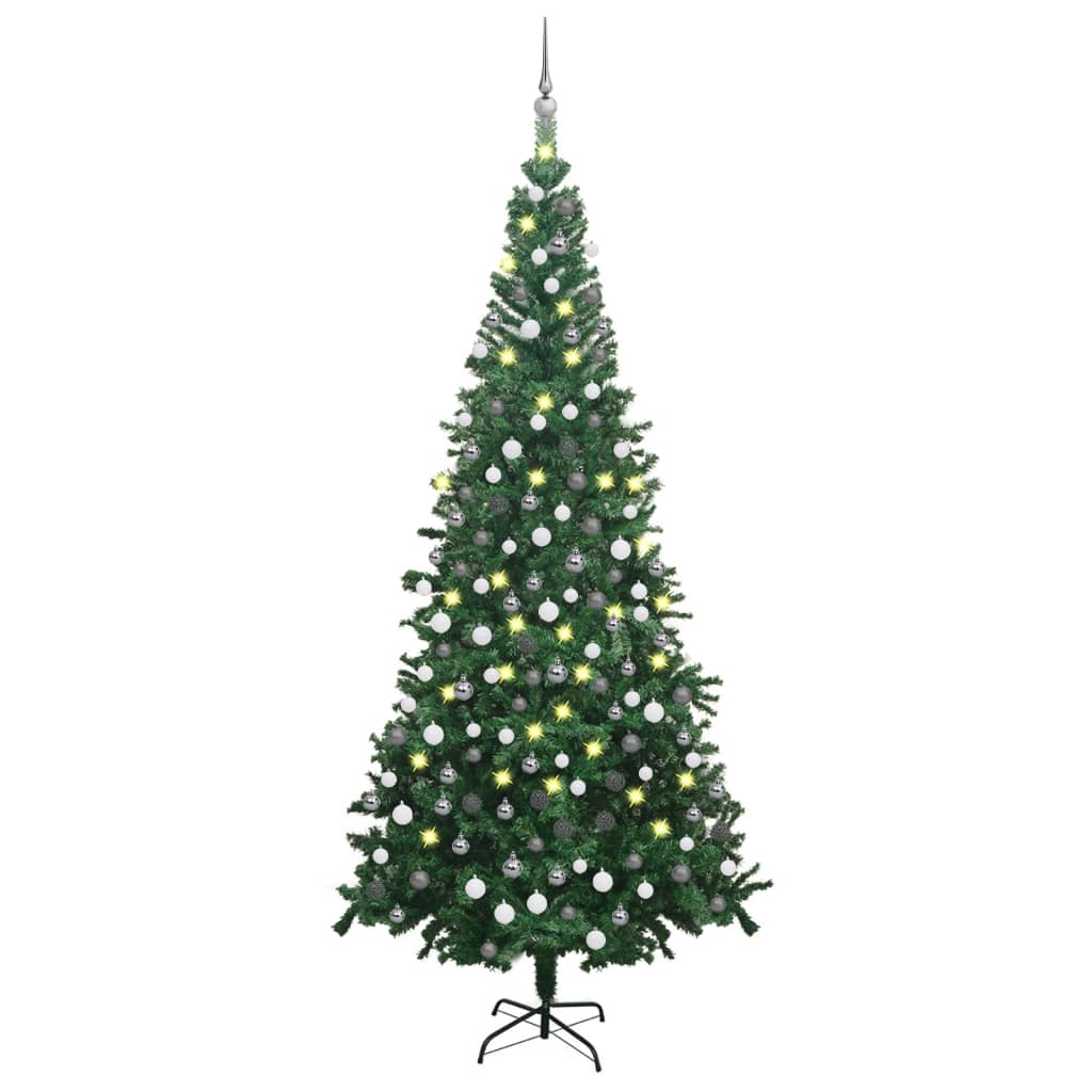 vidaXL Artificial Christmas Tree with LEDs&Ball Set L 94.5" Green